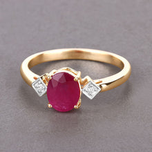 Load image into Gallery viewer, 1.22 Carat Genuine Ruby and White Diamond 14K Yellow Gold Ring