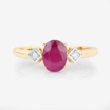 Load image into Gallery viewer, 1.22 Carat Genuine Ruby and White Diamond 14K Yellow Gold Ring