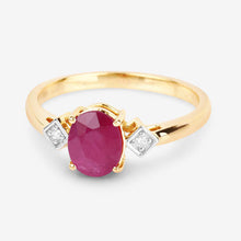 Load image into Gallery viewer, 1.22 Carat Genuine Ruby and White Diamond 14K Yellow Gold Ring