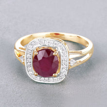 Load image into Gallery viewer, 1.67 Carat Genuine Ruby and White Diamond 14K Yellow Gold Ring