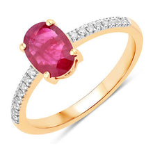 Load image into Gallery viewer, 1.43 Carat Genuine Ruby and White Diamond 14K Yellow Gold Ring