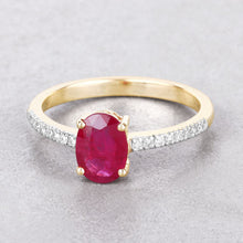 Load image into Gallery viewer, 1.43 Carat Genuine Ruby and White Diamond 14K Yellow Gold Ring