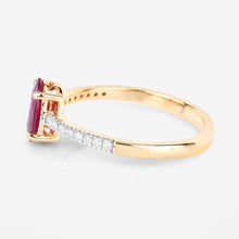 Load image into Gallery viewer, 1.43 Carat Genuine Ruby and White Diamond 14K Yellow Gold Ring