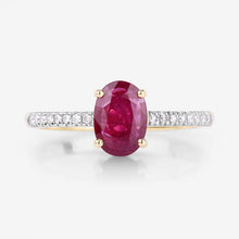 Load image into Gallery viewer, 1.43 Carat Genuine Ruby and White Diamond 14K Yellow Gold Ring