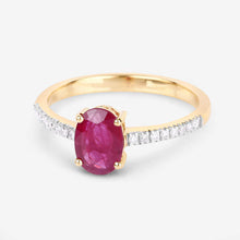 Load image into Gallery viewer, 1.43 Carat Genuine Ruby and White Diamond 14K Yellow Gold Ring