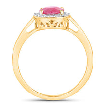 Load image into Gallery viewer, 1.83 Carat Genuine Ruby and White Diamond 14K Yellow Gold Ring
