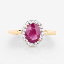 Load image into Gallery viewer, 1.83 Carat Genuine Ruby and White Diamond 14K Yellow Gold Ring