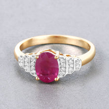Load image into Gallery viewer, 1.52 Carat Genuine Ruby and White Diamond 14K Yellow Gold Ring