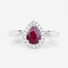 Load image into Gallery viewer, 1.02 Carat Genuine Ruby and White Diamond 14K White Gold Ring