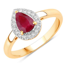 Load image into Gallery viewer, 1.02 Carat Genuine Ruby and White Diamond 14K Yellow Gold Ring