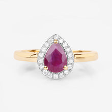 Load image into Gallery viewer, 1.02 Carat Genuine Ruby and White Diamond 14K Yellow Gold Ring