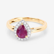 Load image into Gallery viewer, 1.02 Carat Genuine Ruby and White Diamond 14K Yellow Gold Ring