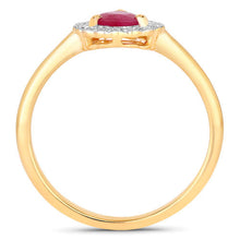 Load image into Gallery viewer, 0.94 Carat Genuine Ruby and White Diamond 14K Yellow Gold Ring