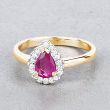Load image into Gallery viewer, 0.94 Carat Genuine Ruby and White Diamond 14K Yellow Gold Ring