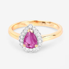 Load image into Gallery viewer, 0.94 Carat Genuine Ruby and White Diamond 14K Yellow Gold Ring