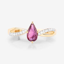 Load image into Gallery viewer, 0.52 Carat Genuine Ruby and White Diamond 14K Yellow Gold Ring