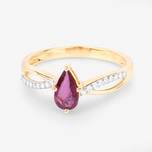 Load image into Gallery viewer, 0.52 Carat Genuine Ruby and White Diamond 14K Yellow Gold Ring