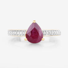 Load image into Gallery viewer, 1.56 Carat Genuine Ruby and White Diamond 14K Yellow Gold Ring