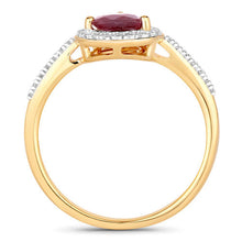 Load image into Gallery viewer, 1.25 Carat Genuine Ruby and White Diamond 14K Yellow Gold Ring