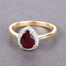 Load image into Gallery viewer, 1.30 Carat Genuine Ruby and White Diamond 14K Yellow Gold Ring