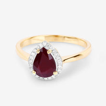 Load image into Gallery viewer, 1.30 Carat Genuine Ruby and White Diamond 14K Yellow Gold Ring