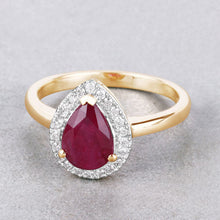 Load image into Gallery viewer, 1.38 Carat Genuine Ruby and White Diamond 14K Yellow Gold Ring