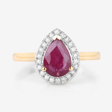 Load image into Gallery viewer, 1.38 Carat Genuine Ruby and White Diamond 14K Yellow Gold Ring