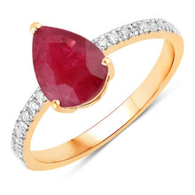 Load image into Gallery viewer, 1.68 Carat Genuine Ruby and White Diamond 14K Yellow Gold Ring