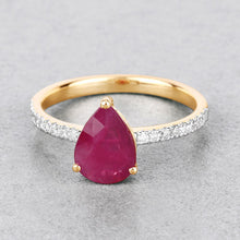 Load image into Gallery viewer, 1.68 Carat Genuine Ruby and White Diamond 14K Yellow Gold Ring