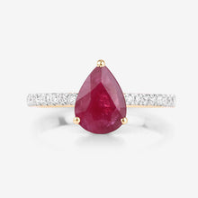 Load image into Gallery viewer, 1.68 Carat Genuine Ruby and White Diamond 14K Yellow Gold Ring