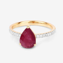 Load image into Gallery viewer, 1.68 Carat Genuine Ruby and White Diamond 14K Yellow Gold Ring