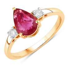 Load image into Gallery viewer, 1.08 Carat Genuine Ruby and White Diamond 14K Yellow Gold Ring