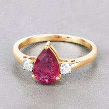 Load image into Gallery viewer, 1.08 Carat Genuine Ruby and White Diamond 14K Yellow Gold Ring