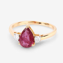 Load image into Gallery viewer, 1.08 Carat Genuine Ruby and White Diamond 14K Yellow Gold Ring