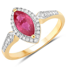 Load image into Gallery viewer, 0.96 Carat Genuine Ruby and White Diamond 14K Yellow Gold Ring