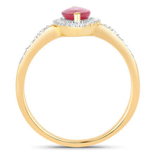 Load image into Gallery viewer, 0.96 Carat Genuine Ruby and White Diamond 14K Yellow Gold Ring