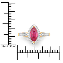 Load image into Gallery viewer, 0.96 Carat Genuine Ruby and White Diamond 14K Yellow Gold Ring