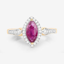 Load image into Gallery viewer, 0.96 Carat Genuine Ruby and White Diamond 14K Yellow Gold Ring