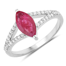 Load image into Gallery viewer, 1.58 Carat Genuine Ruby and White Diamond 14K White Gold Ring