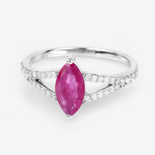 Load image into Gallery viewer, 1.58 Carat Genuine Ruby and White Diamond 14K White Gold Ring