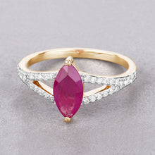 Load image into Gallery viewer, 1.58 Carat Genuine Ruby and White Diamond 14K Yellow Gold Ring