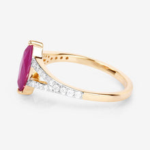 Load image into Gallery viewer, 1.58 Carat Genuine Ruby and White Diamond 14K Yellow Gold Ring