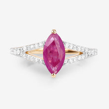 Load image into Gallery viewer, 1.58 Carat Genuine Ruby and White Diamond 14K Yellow Gold Ring