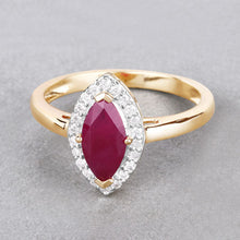 Load image into Gallery viewer, 1.57 Carat Genuine Ruby and White Diamond 14K Yellow Gold Ring