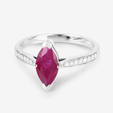 Load image into Gallery viewer, 1.51 Carat Genuine Ruby and White Diamond 14K White Gold Ring