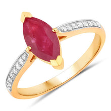 Load image into Gallery viewer, 1.51 Carat Genuine Ruby and White Diamond 14K Yellow Gold Ring