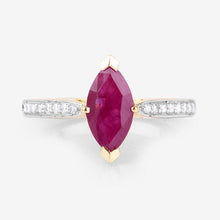 Load image into Gallery viewer, 1.51 Carat Genuine Ruby and White Diamond 14K Yellow Gold Ring