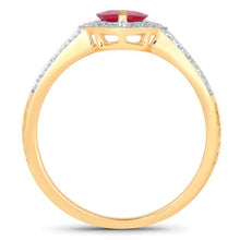 Load image into Gallery viewer, 1.06 Carat Genuine Ruby and White Diamond 14K Yellow Gold Ring