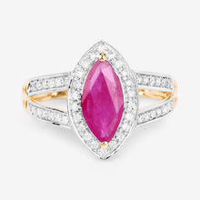 Load image into Gallery viewer, 1.06 Carat Genuine Ruby and White Diamond 14K Yellow Gold Ring