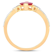 Load image into Gallery viewer, 1.01 Carat Genuine Ruby and White Diamond 14K Yellow Gold Ring